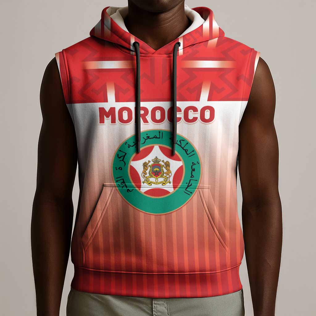 Custom Morocco Football Sleeveless Hoodie 1994 Retro Red Version - African Pride