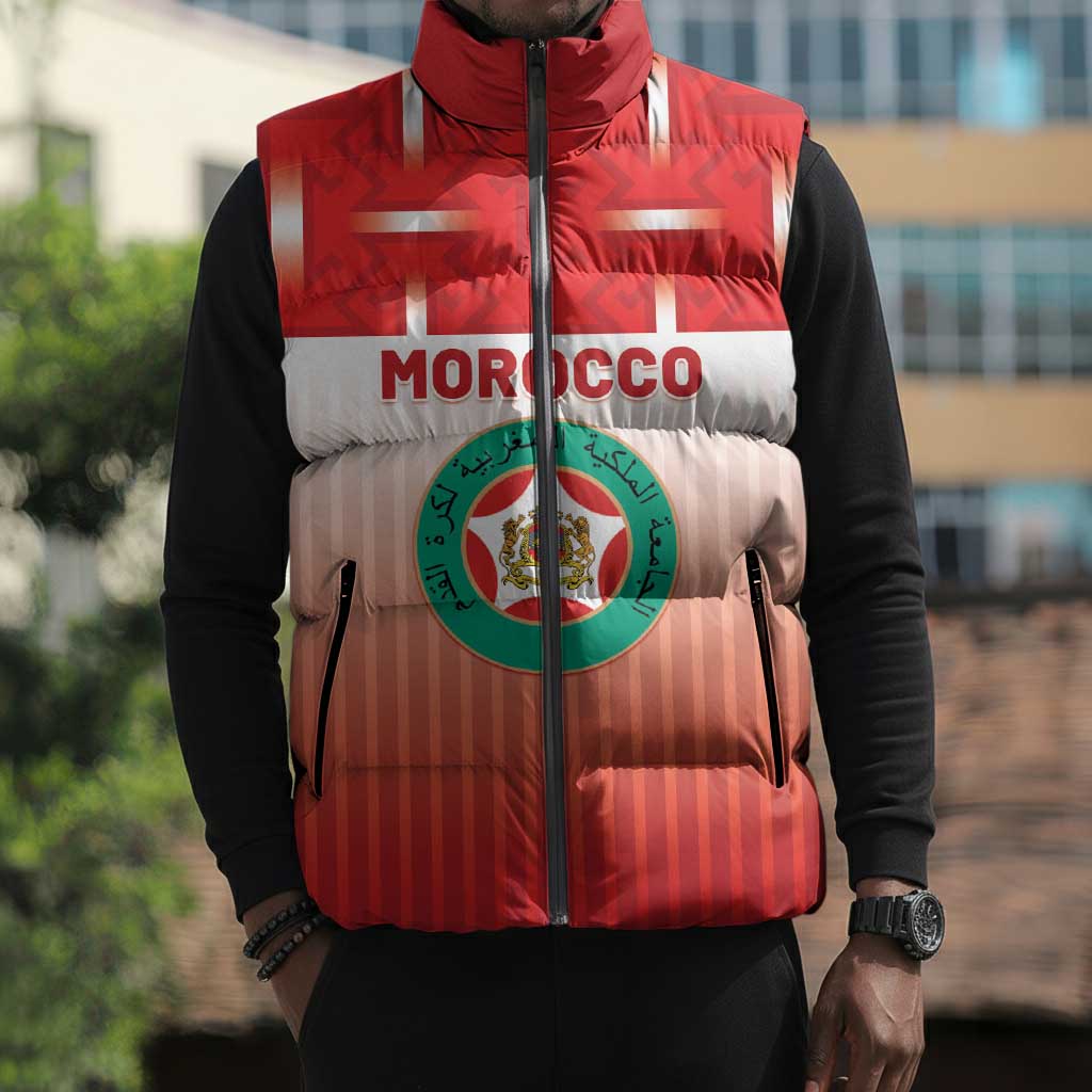 Custom Morocco Football Sleeveless Puffer Jacket 1994 Retro Red Version - African Pride
