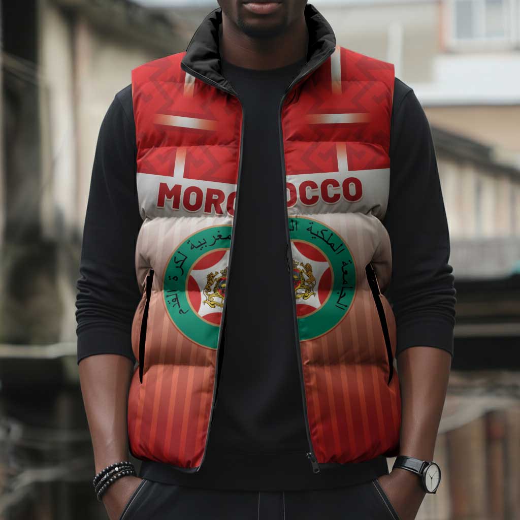 Custom Morocco Football Sleeveless Puffer Jacket 1994 Retro Red Version - African Pride