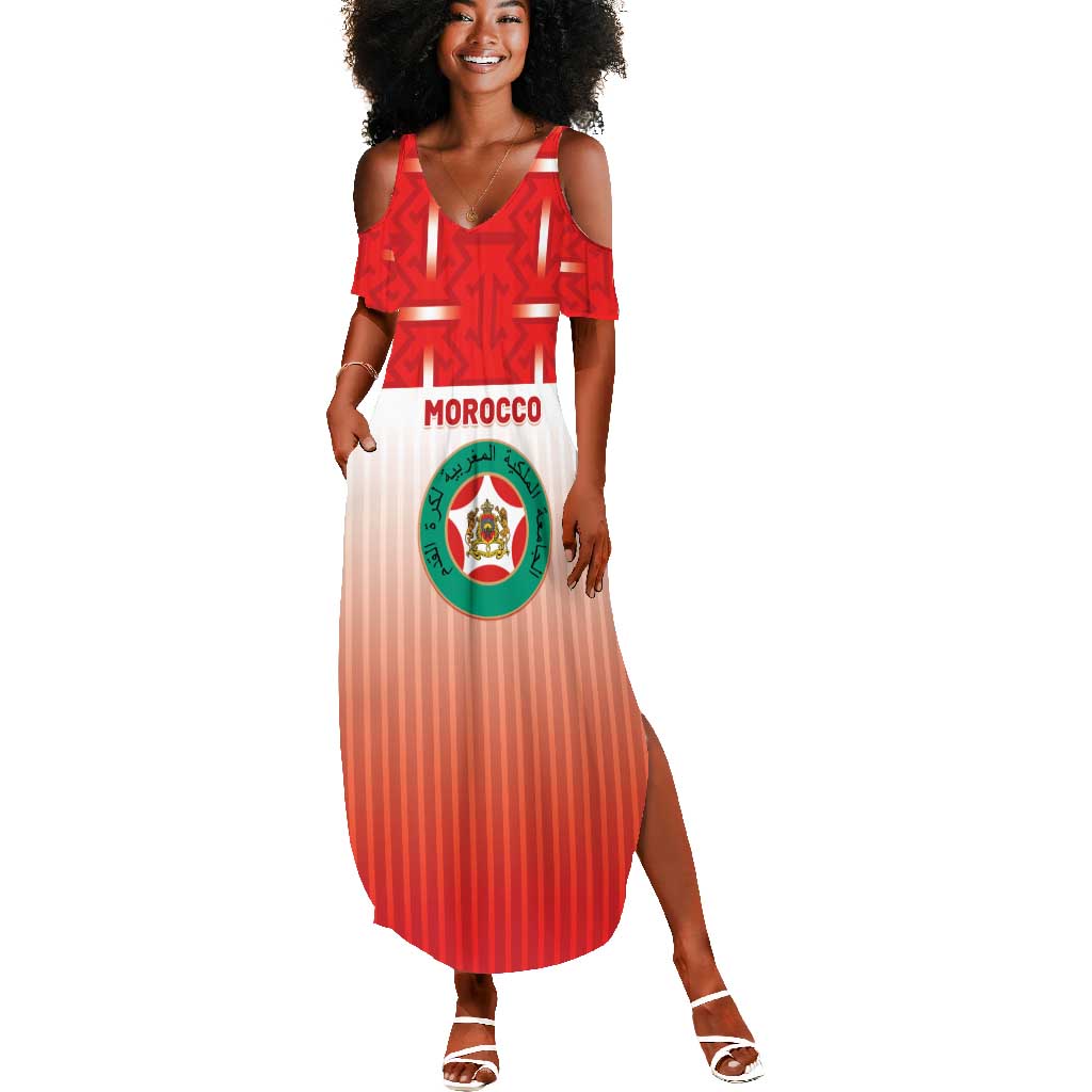 Custom Morocco Football Summer Maxi Dress 1994 Retro Red Version LT05