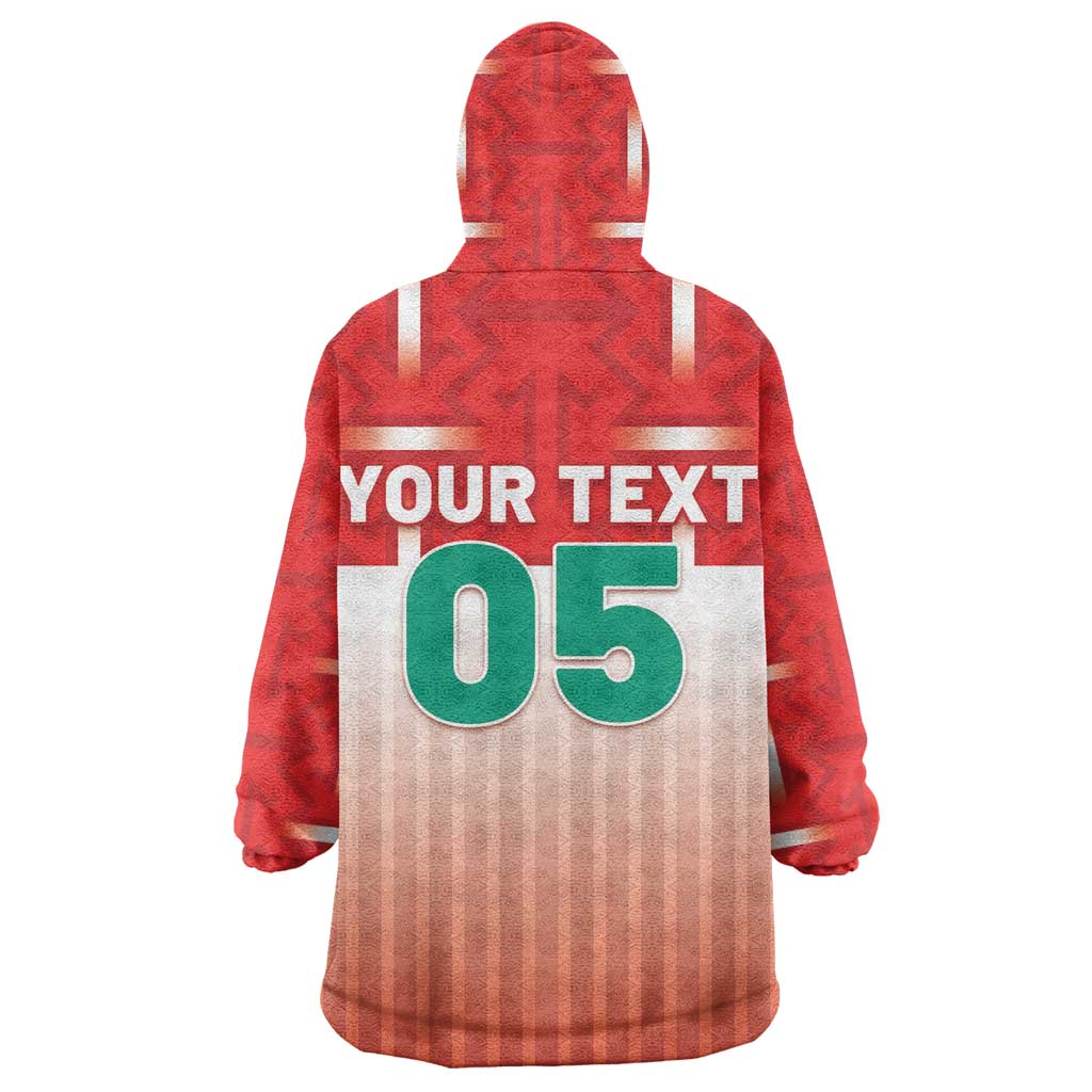 Custom Morocco Football Wearable Blanket Hoodie 1994 Retro Red Version - African Pride