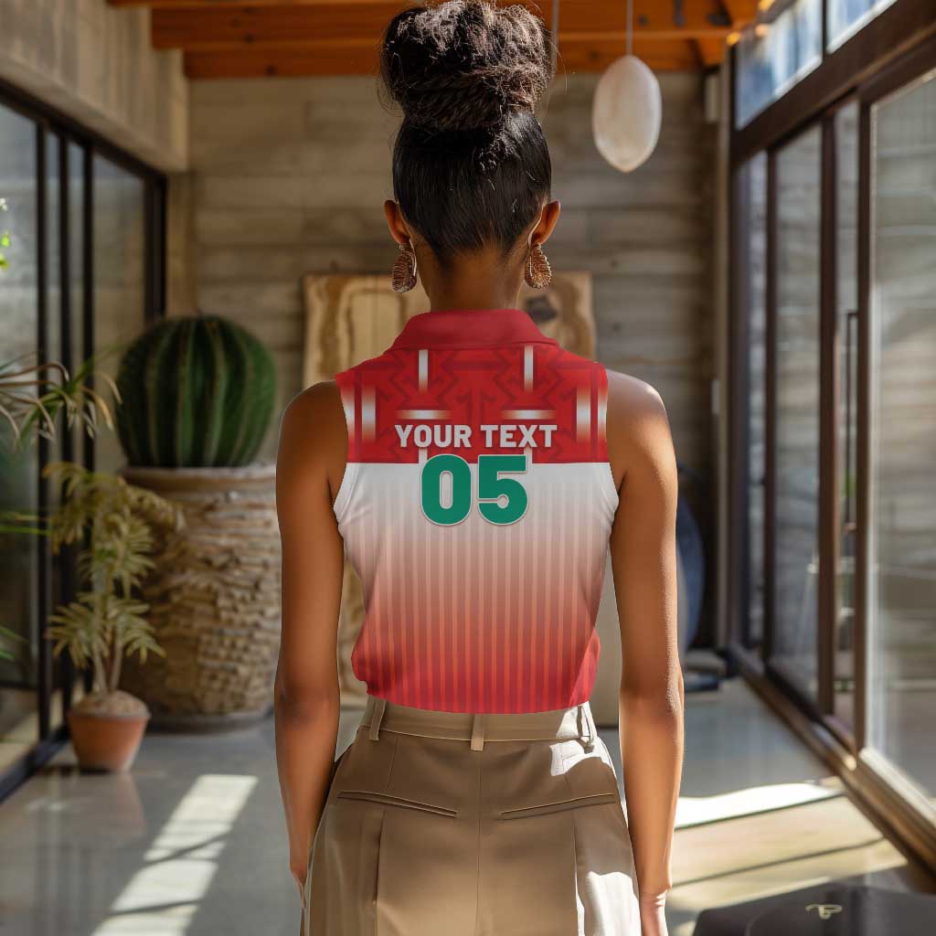 Custom Morocco Football Women Sleeveless Polo Shirt 1994 Retro Red Version - African Pride