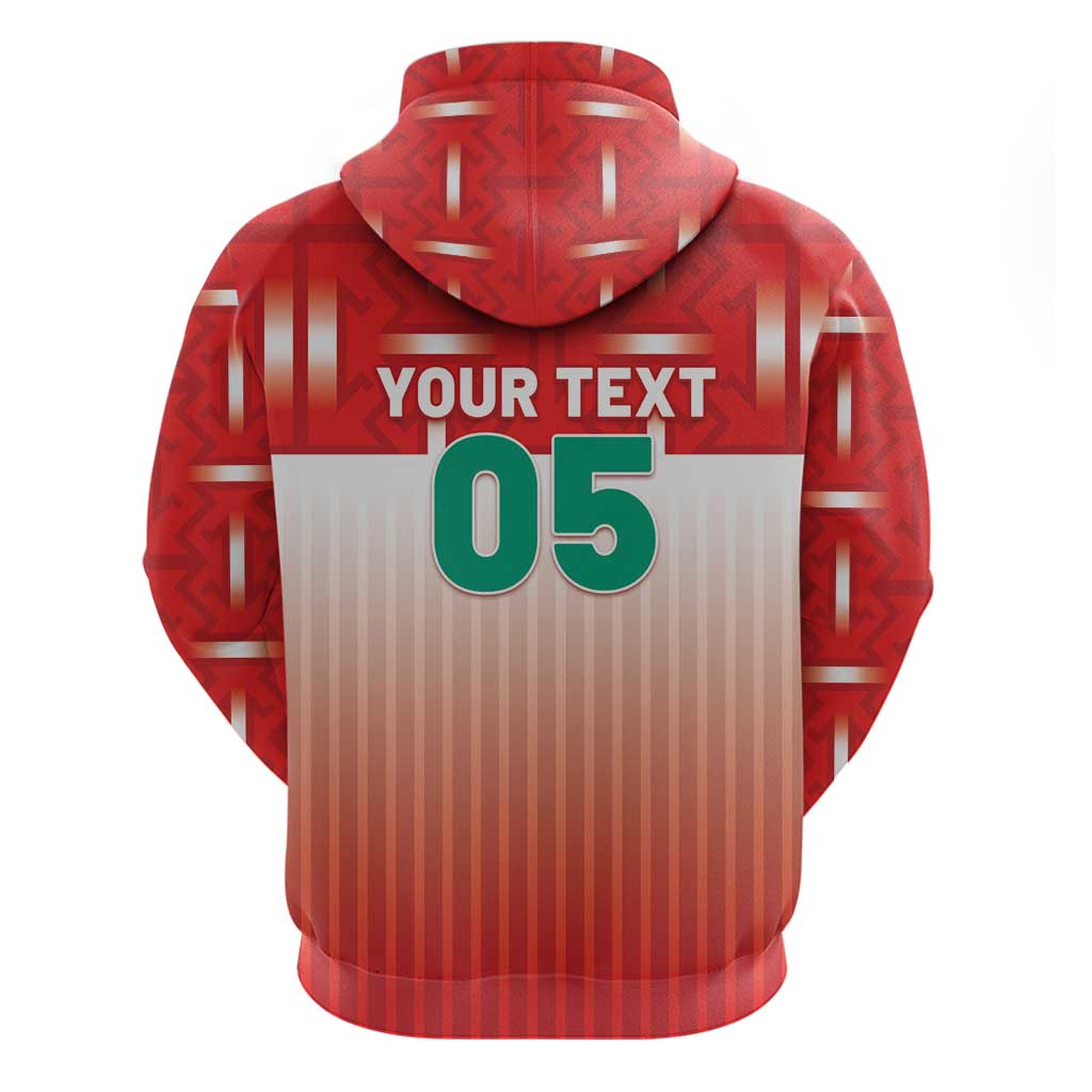 Custom Morocco Football Zip Hoodie 1994 Retro Red Version - African Pride