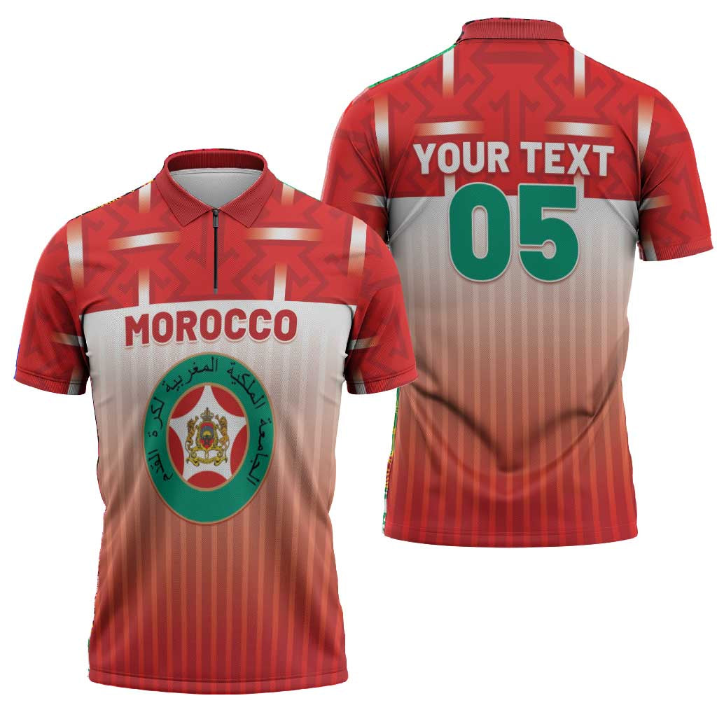 Custom Morocco Football Zipper Polo Shirt 1994 Retro Red Version - African Pride