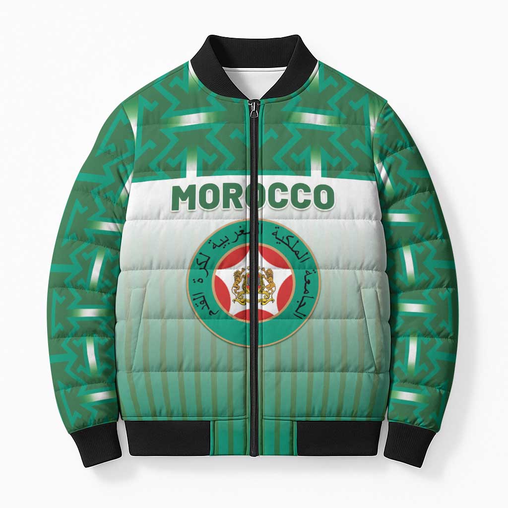 Custom Morocco Football Bomber Puffer Jacket 1994 Retro Green Version - African Pride