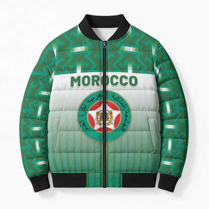 Custom Morocco Football Bomber Puffer Jacket 1994 Retro Green Version - African Pride