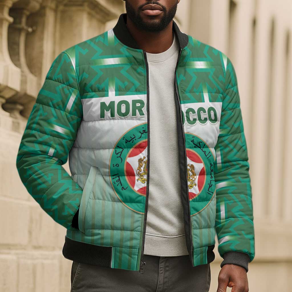 Custom Morocco Football Bomber Puffer Jacket 1994 Retro Green Version - African Pride