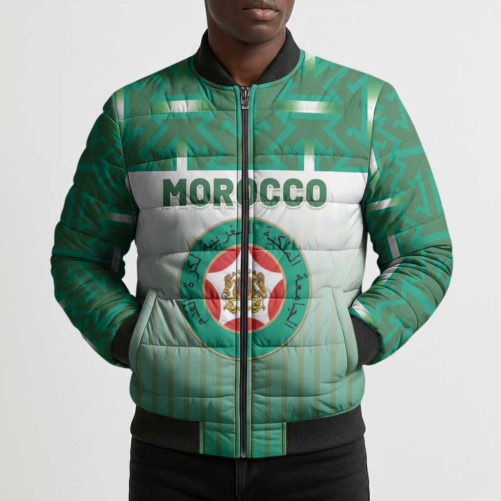 Custom Morocco Football Bomber Puffer Jacket 1994 Retro Green Version - African Pride
