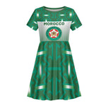 Custom Morocco Football Kid Short Sleeve Dress 1994 Retro Green Version LT05