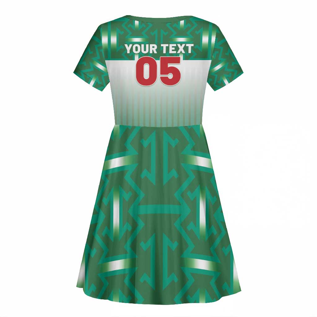 Custom Morocco Football Kid Short Sleeve Dress 1994 Retro Green Version LT05