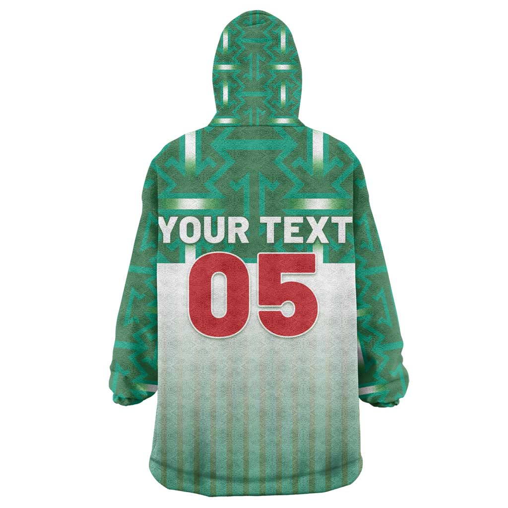 Custom Morocco Football Kid Wearable Blanket Hoodie 1994 Retro Green Version - African Pride