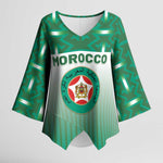 Custom Morocco Football Kimono Sleeve Blouse 1994 Retro Green Version - African Pride