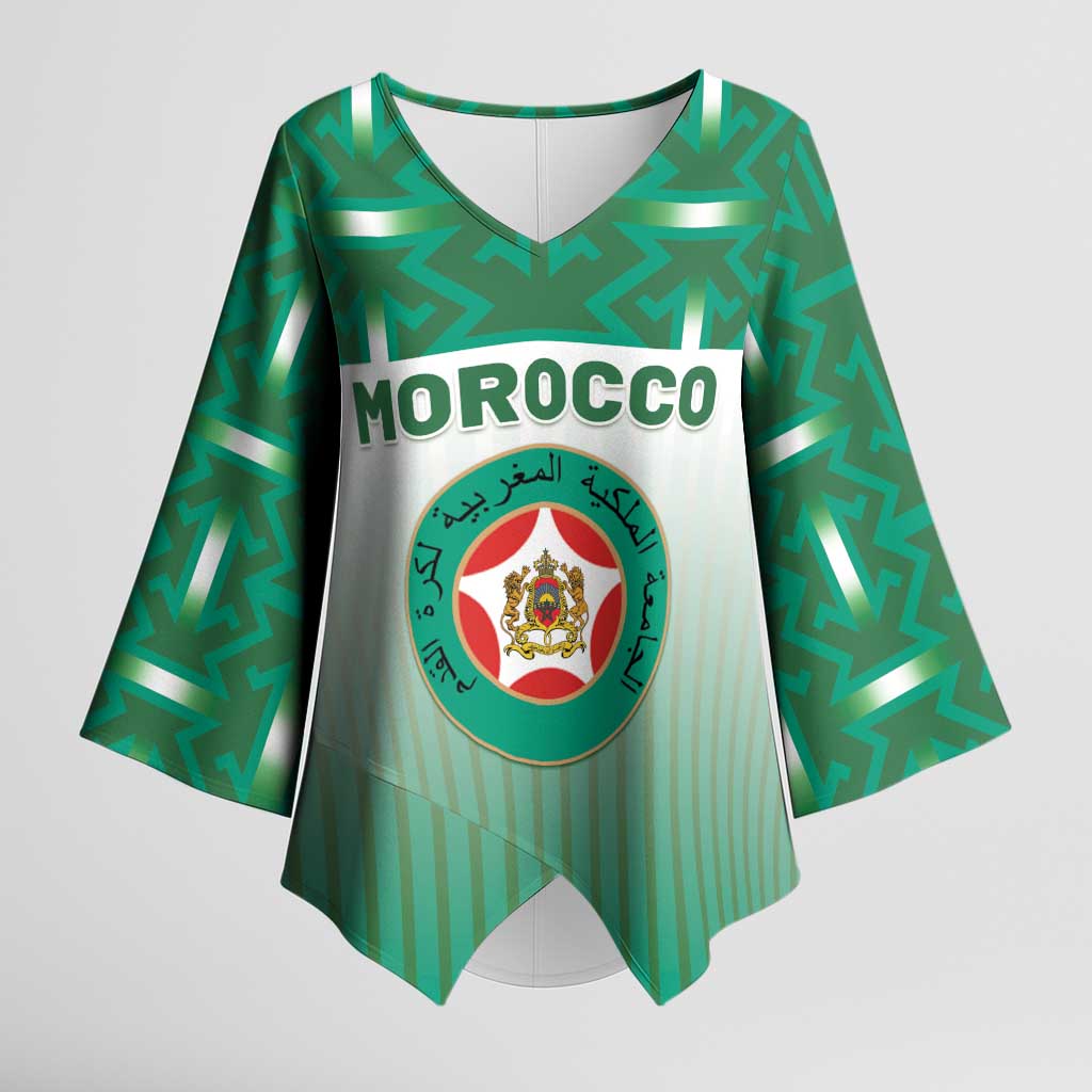 Custom Morocco Football Kimono Sleeve Blouse 1994 Retro Green Version - African Pride