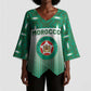 Custom Morocco Football Kimono Sleeve Blouse 1994 Retro Green Version - African Pride