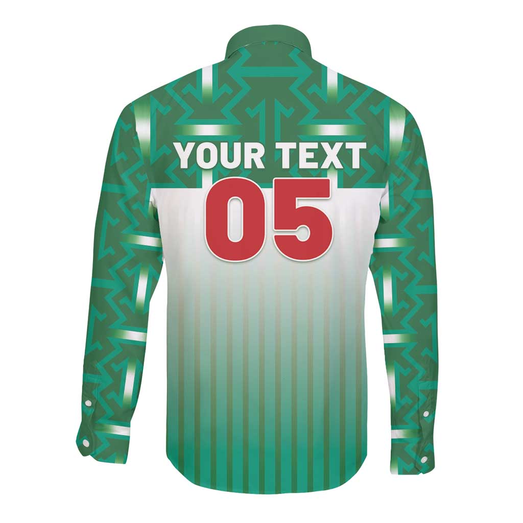 Custom Morocco Football Long Sleeve Button Shirt 1994 Retro Green Version - African Pride