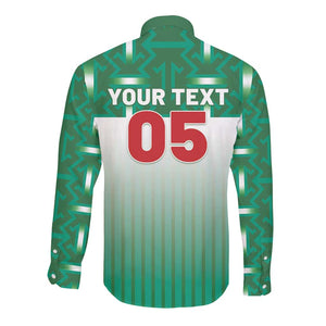 Custom Morocco Football Long Sleeve Button Shirt 1994 Retro Green Version - African Pride
