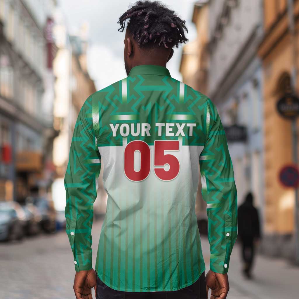 Custom Morocco Football Long Sleeve Button Shirt 1994 Retro Green Version - African Pride