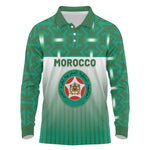 Custom Morocco Football Long Sleeve Polo Shirt 1994 Retro Green Version - African Pride