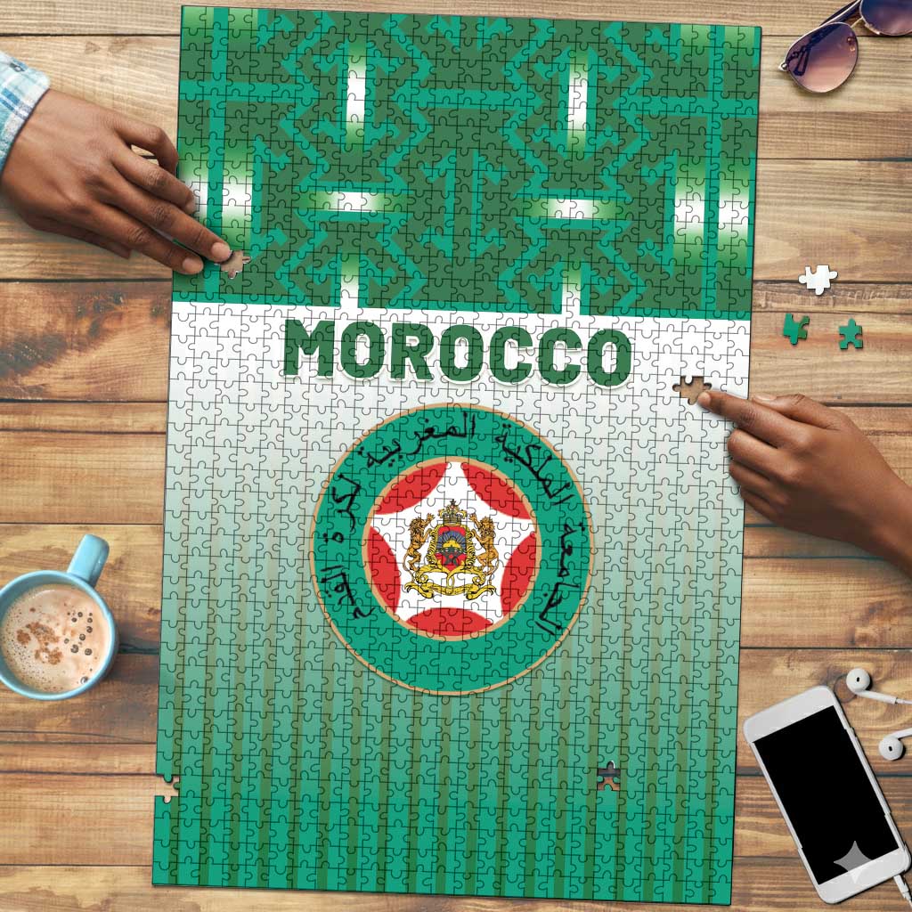 Morocco Football Puzzle 1994 Retro Green Version - African Pride