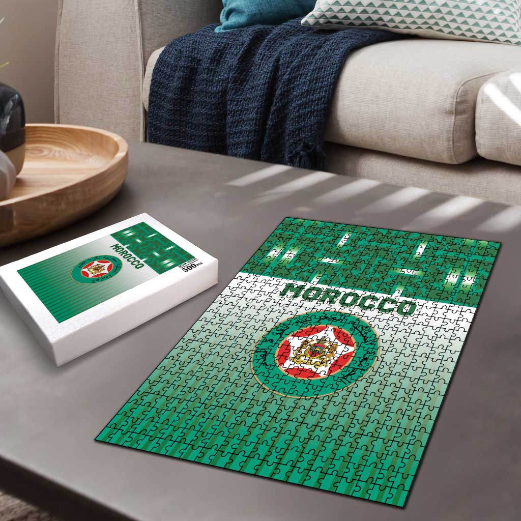 Morocco Football Puzzle 1994 Retro Green Version - African Pride