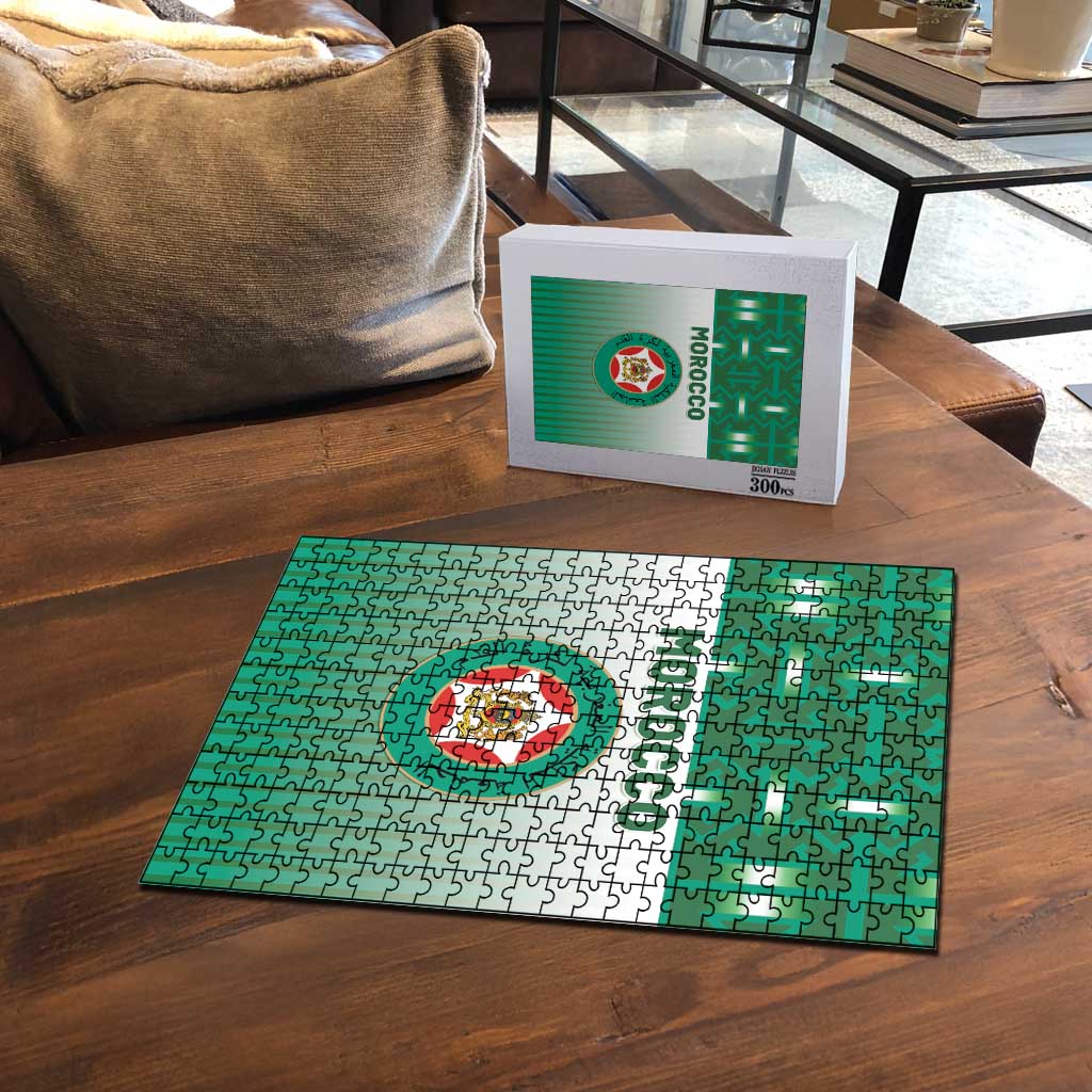 Morocco Football Puzzle 1994 Retro Green Version - African Pride