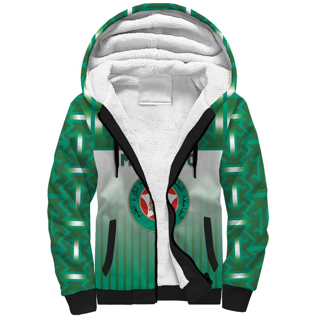 Custom Morocco Football Sherpa Hoodie 1994 Retro Green Version - African Pride