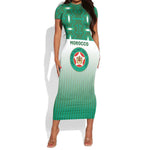 Custom Morocco Football Short Sleeve Bodycon Dress 1994 Retro Green Version LT05