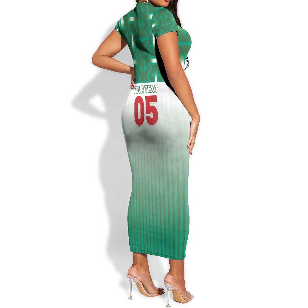 Custom Morocco Football Short Sleeve Bodycon Dress 1994 Retro Green Version LT05