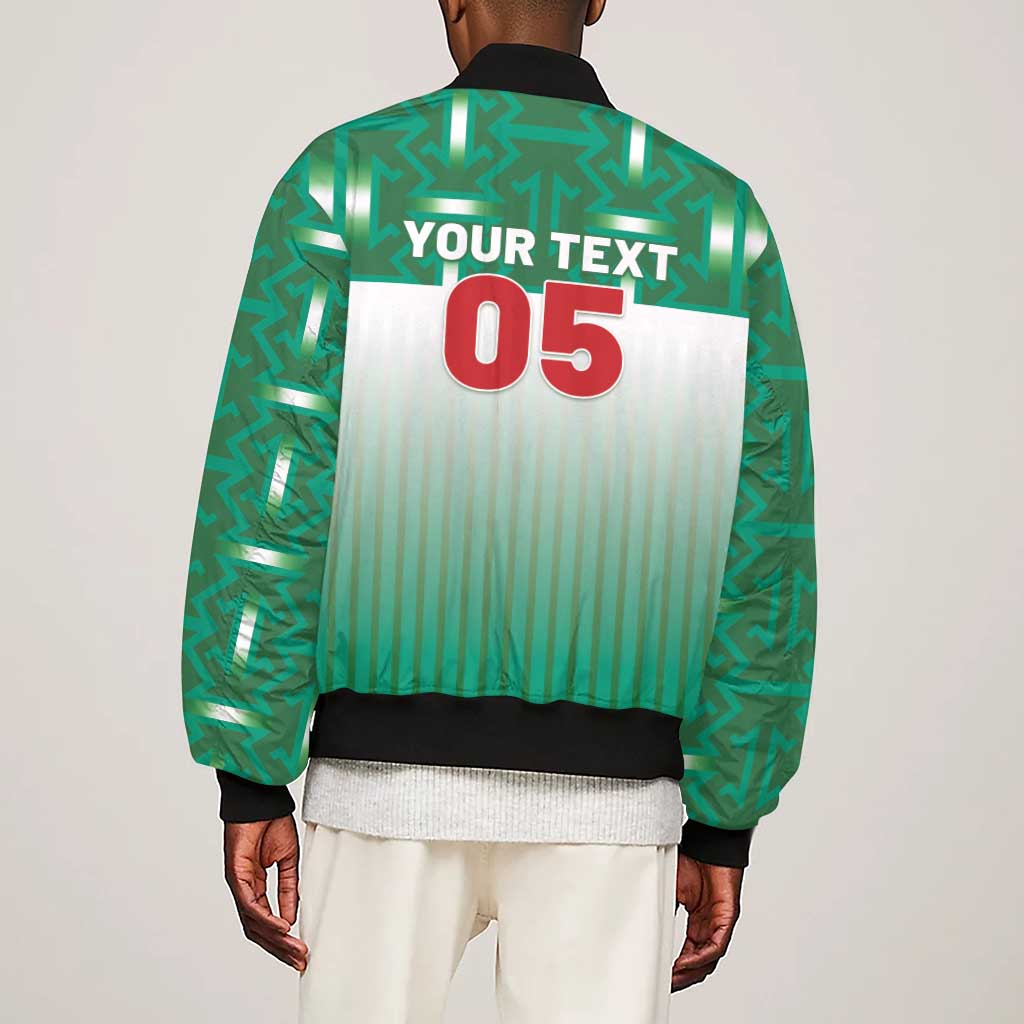 Custom Morocco Football Sleeve Zip Bomber Jacket 1994 Retro Green Version - African Pride