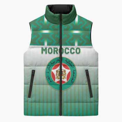 Custom Morocco Football Sleeveless Puffer Jacket 1994 Retro Green Version - African Pride