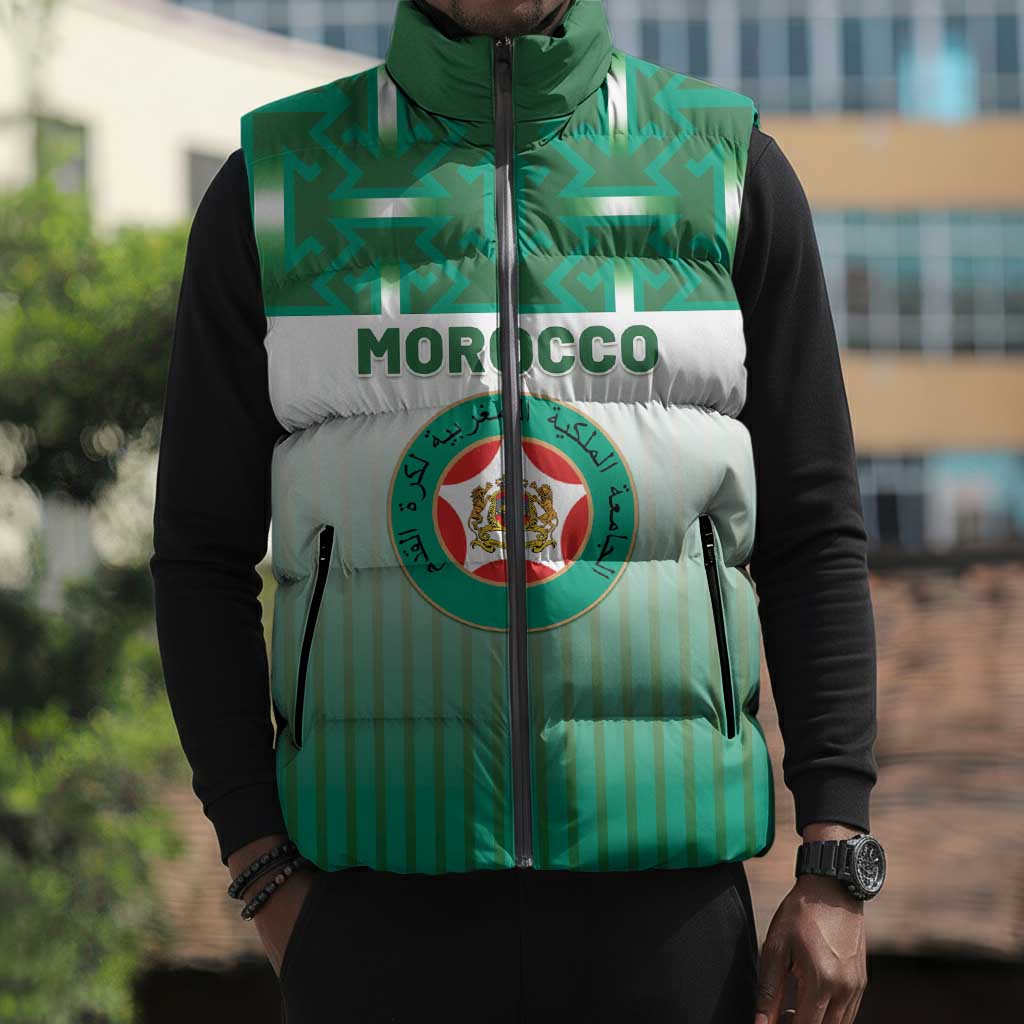Custom Morocco Football Sleeveless Puffer Jacket 1994 Retro Green Version - African Pride