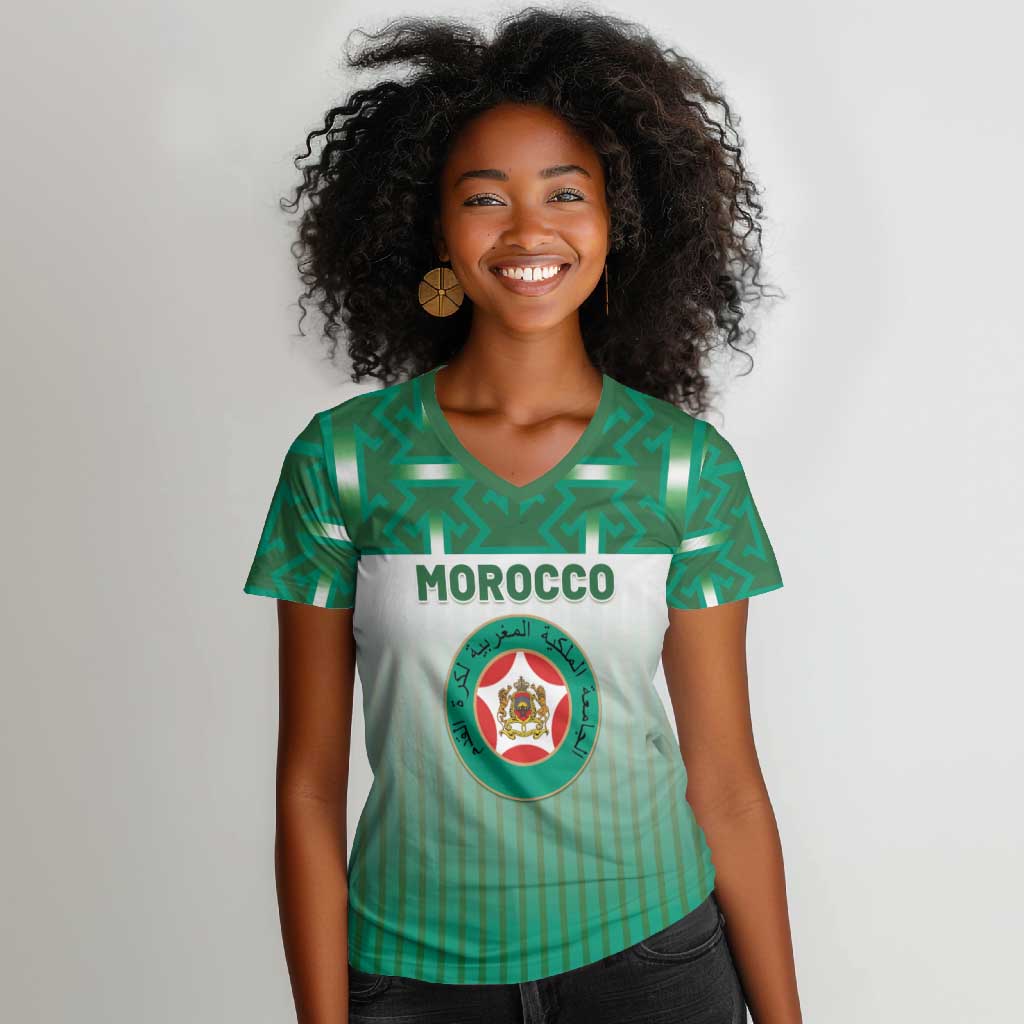 Custom Morocco Football Women V-Neck T-Shirt 1994 Retro Green Version LT05