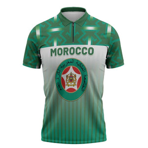Custom Morocco Football Zipper Polo Shirt 1994 Retro Green Version - African Pride