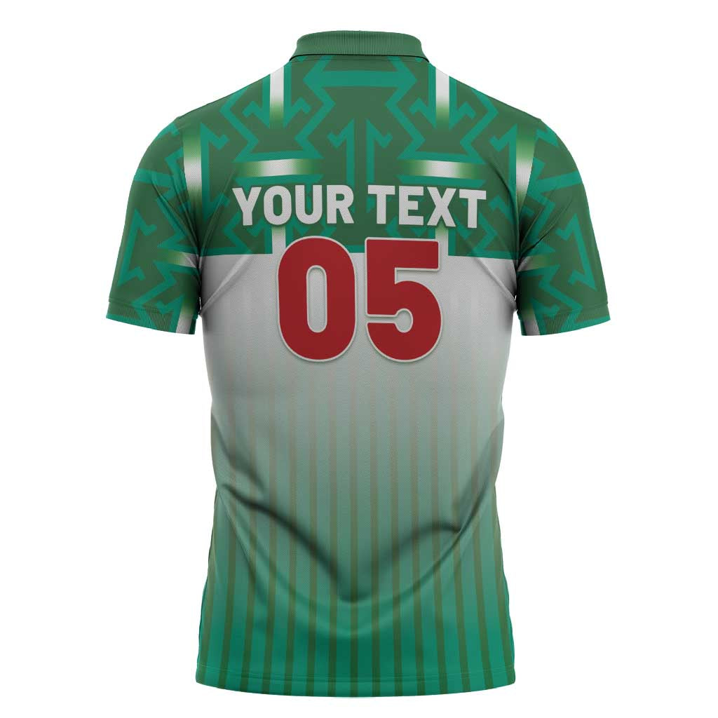 Custom Morocco Football Zipper Polo Shirt 1994 Retro Green Version - African Pride