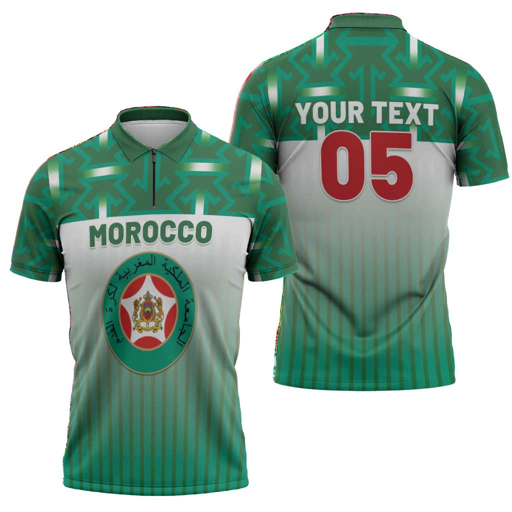 Custom Morocco Football Zipper Polo Shirt 1994 Retro Green Version - African Pride