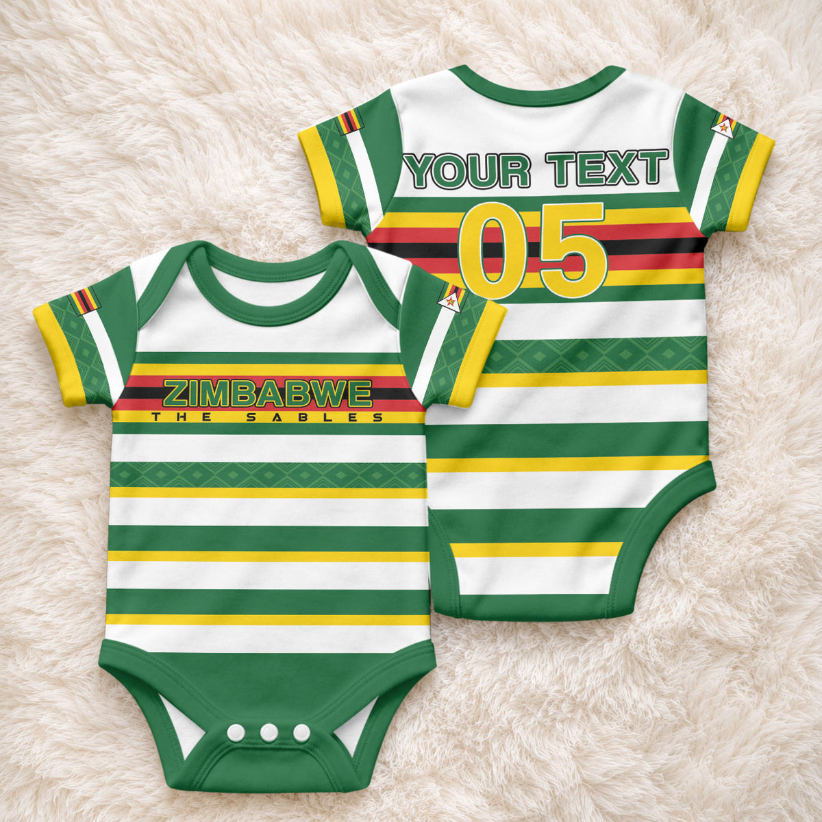 Zimbabwe Rugby Custom Baby Onesie Sables National Pride