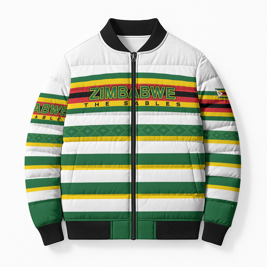 Zimbabwe Rugby Custom Bomber Puffer Jacket Sables National Pride