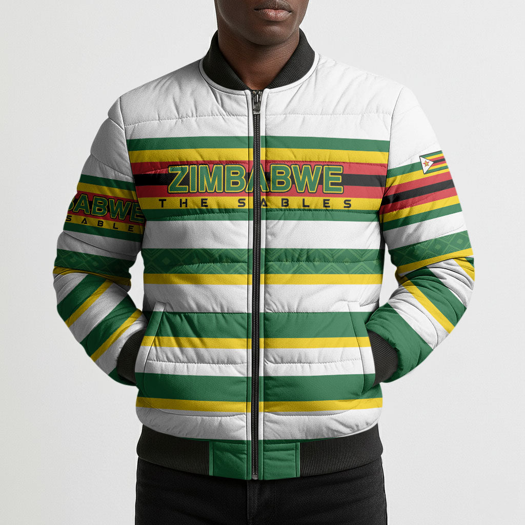 Zimbabwe Rugby Custom Bomber Puffer Jacket Sables National Pride