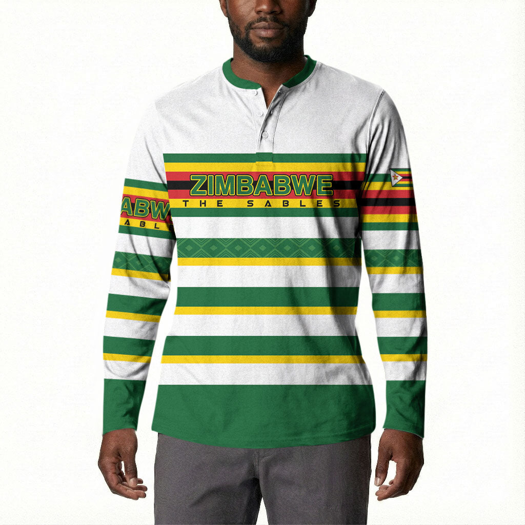 Zimbabwe Rugby Custom Button Sweatshirt Sables National Pride