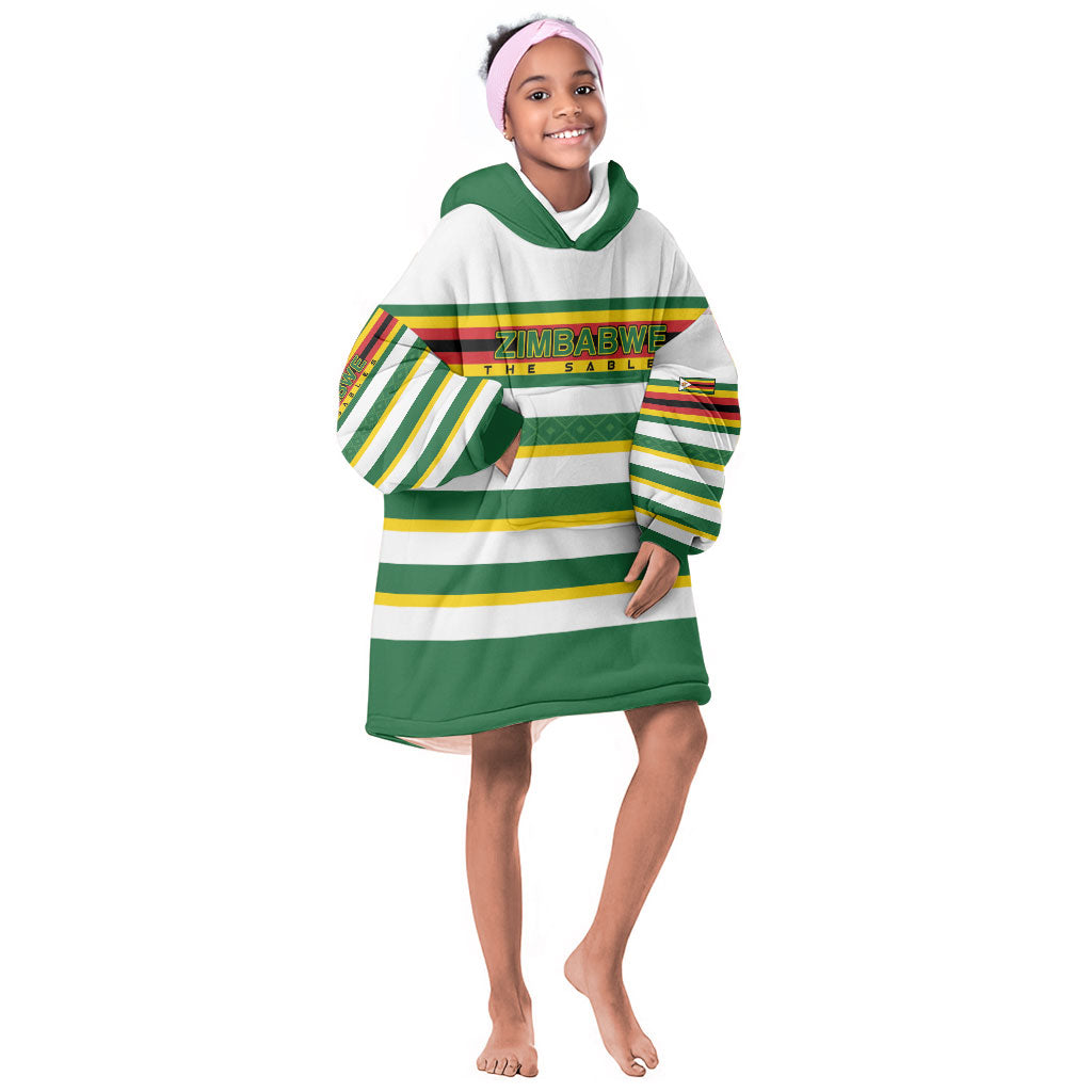 Zimbabwe Rugby Custom Kid Wearable Blanket Hoodie Sables National Pride