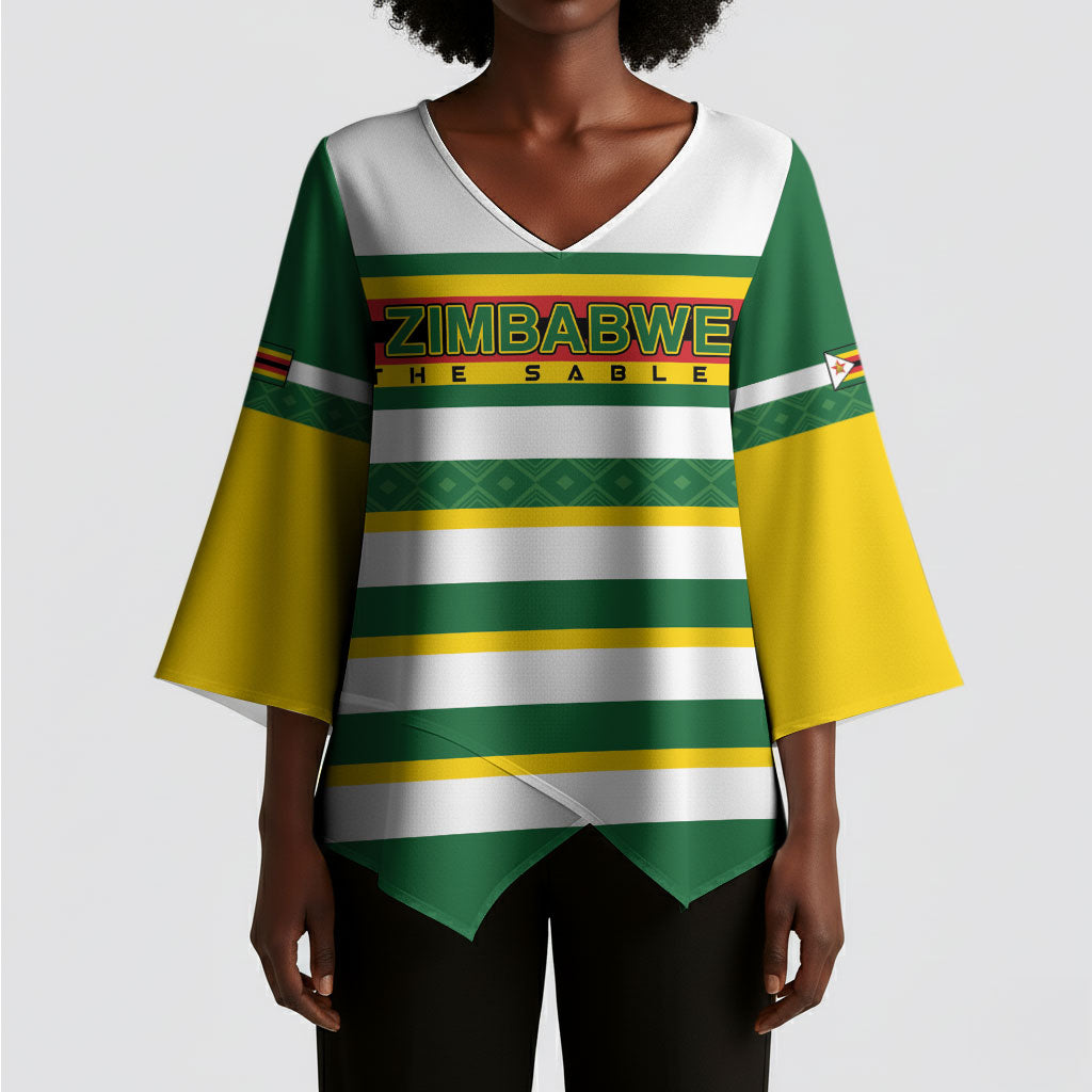 Zimbabwe Rugby Custom Kimono Sleeve Blouse Sables National Pride