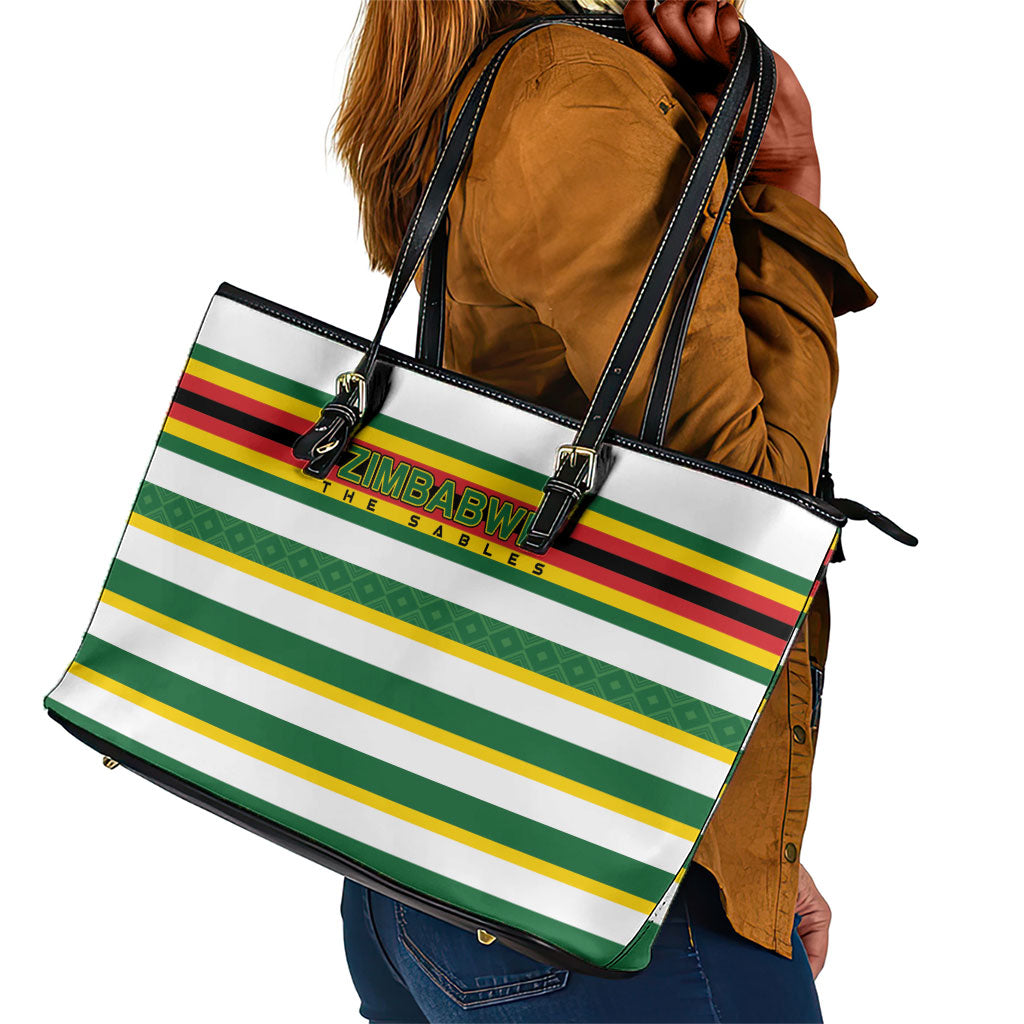 Zimbabwe Rugby Leather Tote Bag Sables National Pride