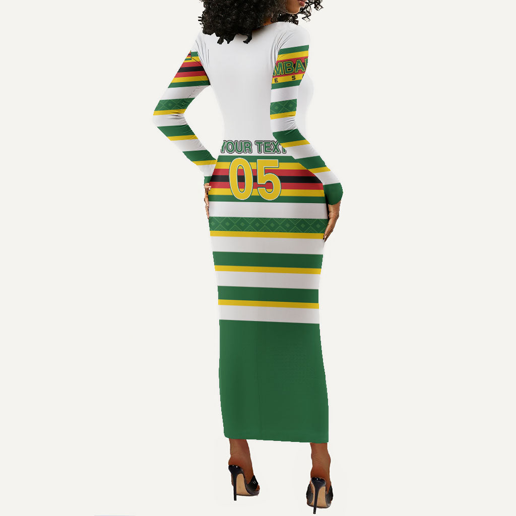 Zimbabwe Rugby Custom Long Sleeve Bodycon Dress Sables National Pride