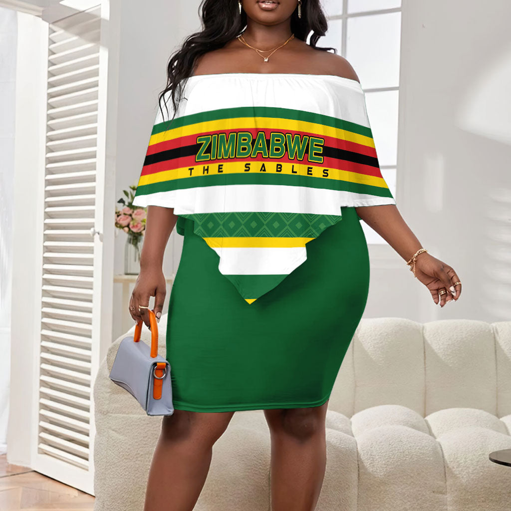 Zimbabwe Rugby Custom Off Shoulder Short Dress Sables National Pride