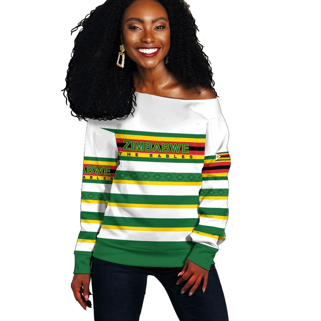 Zimbabwe Rugby Custom Off Shoulder Sweater Sables National Pride