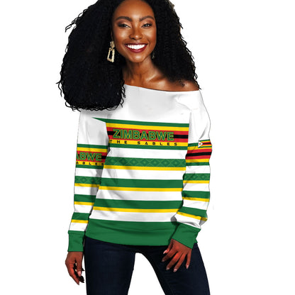 Zimbabwe Rugby Custom Off Shoulder Sweater Sables National Pride