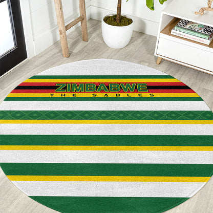 Zimbabwe Rugby Round Carpet Sables National Pride