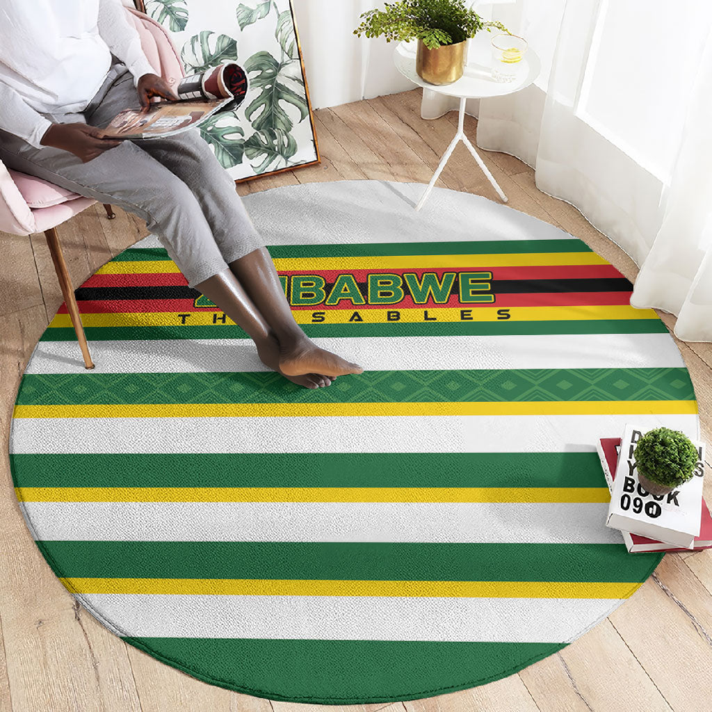 Zimbabwe Rugby Round Carpet Sables National Pride