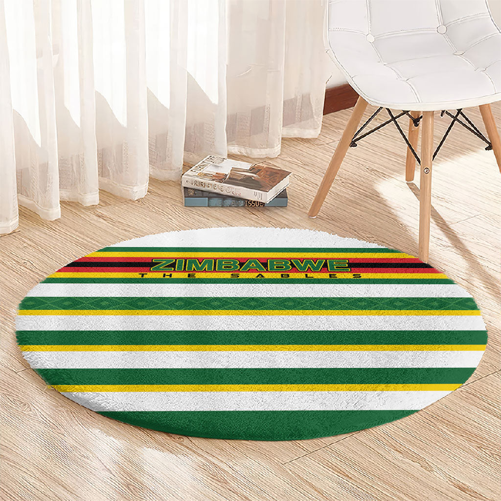 Zimbabwe Rugby Round Carpet Sables National Pride