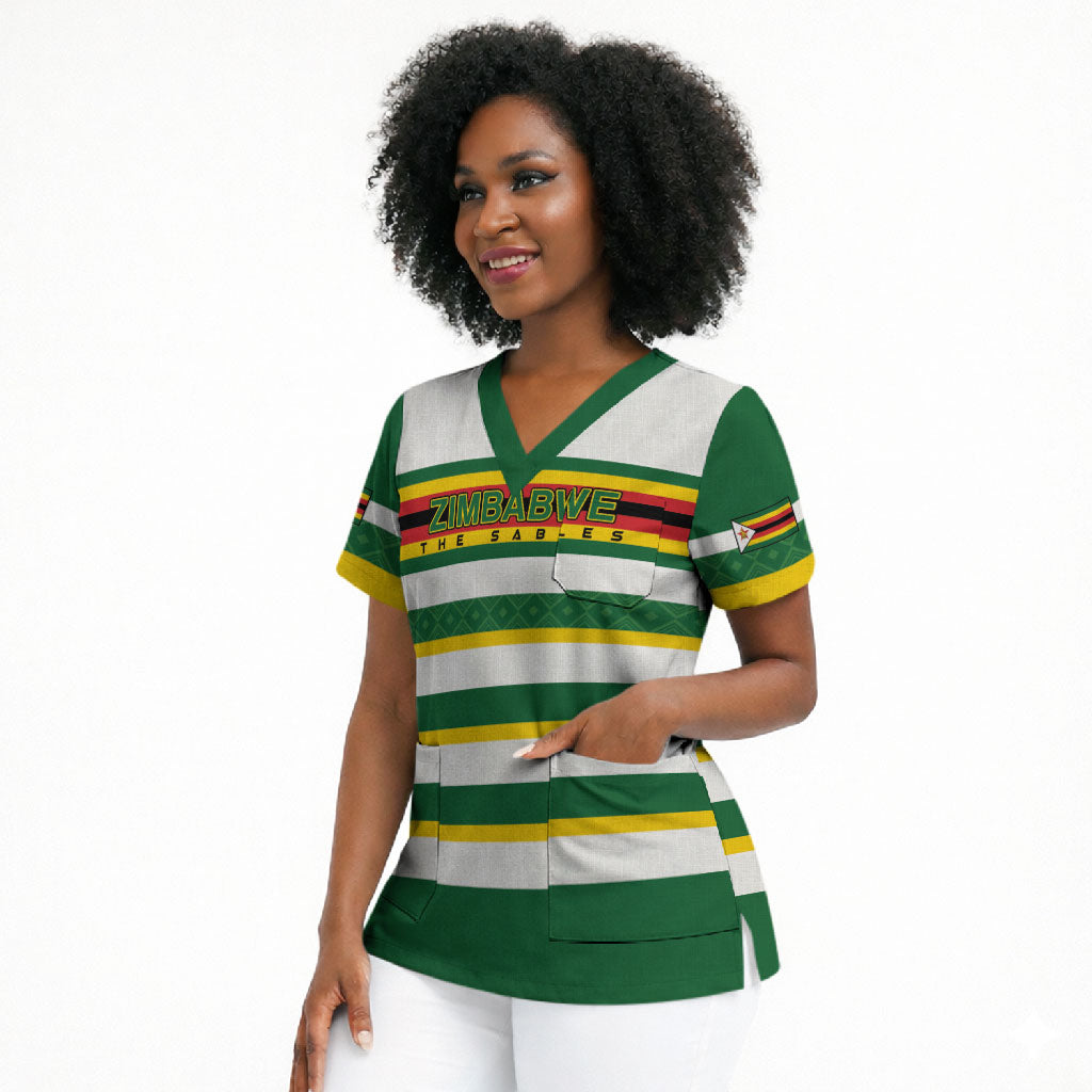 Zimbabwe Rugby Custom Scrub Top Sables National Pride